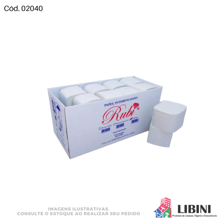 Papel Higiênico Interfolhado Cai-Cai folha Simples Luxo Rubi 10.000 folhas