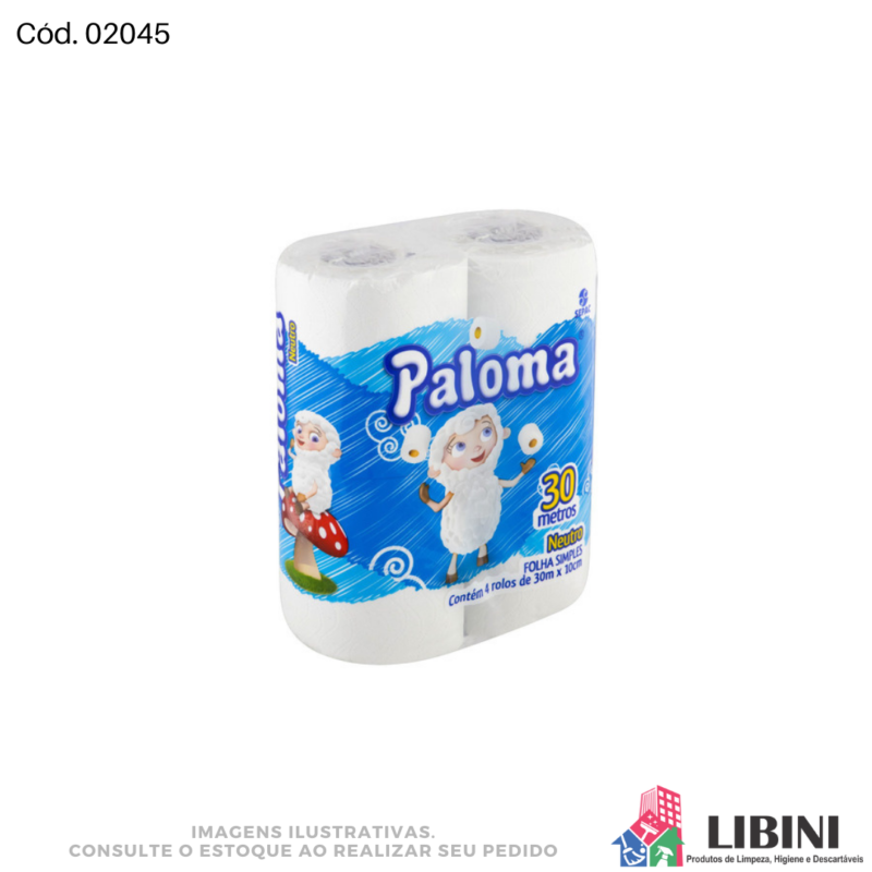 Papel Higiênico Folha Simples - Paloma 4x30metros