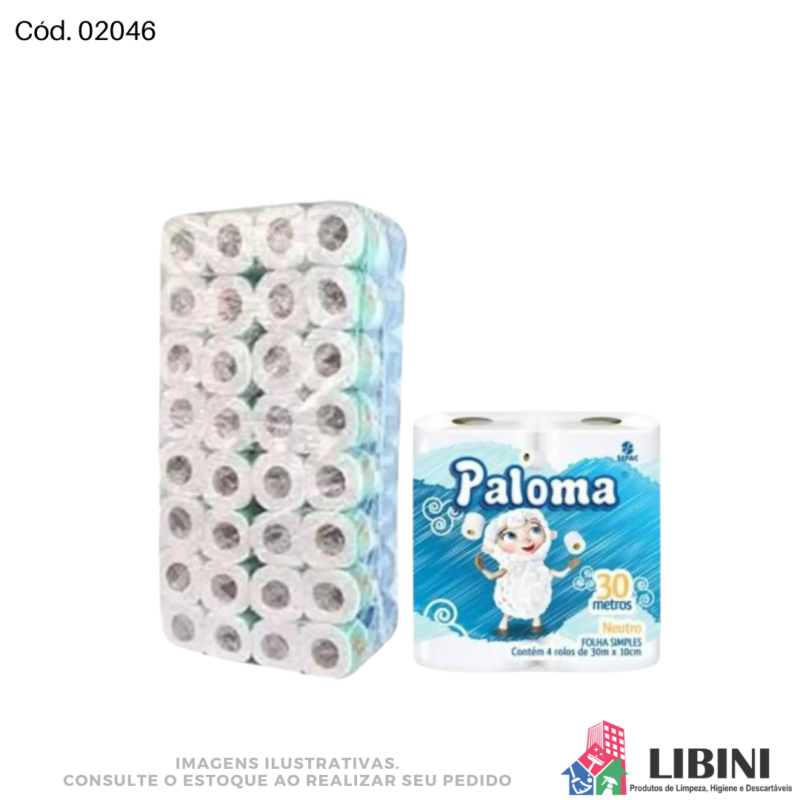 Fardo Papel Higiênico Folha Simples - Paloma 64x30metros