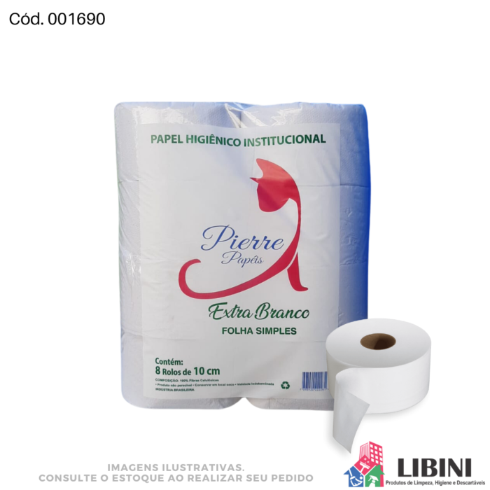 Papel Higiênico Rolão Folha Simples Branco - Pierre 8x230m