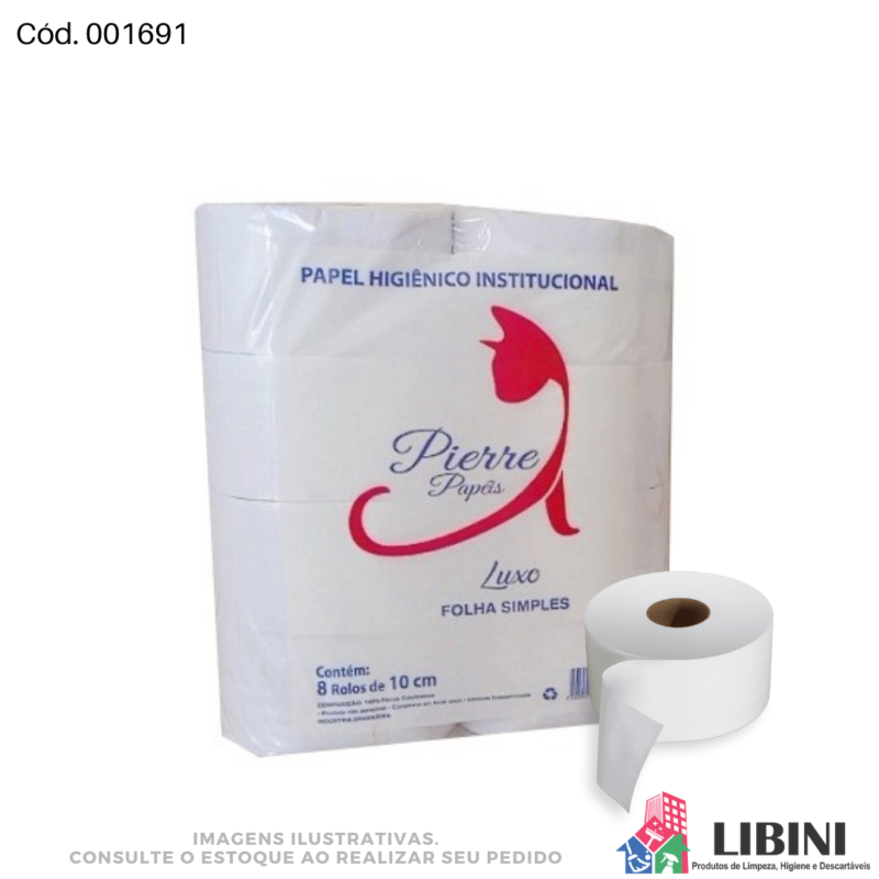 Papel Higiênico Rolão Folha Simples Luxo - Pierre 8x230m