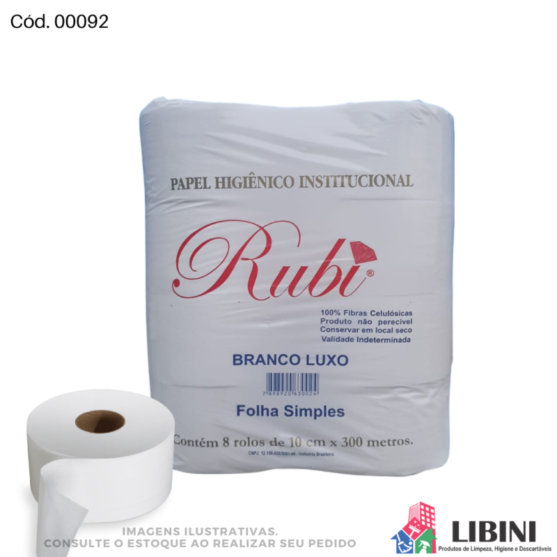 Papel Higiênico Rolão Folha Simples Luxo - Rubi 8x300m