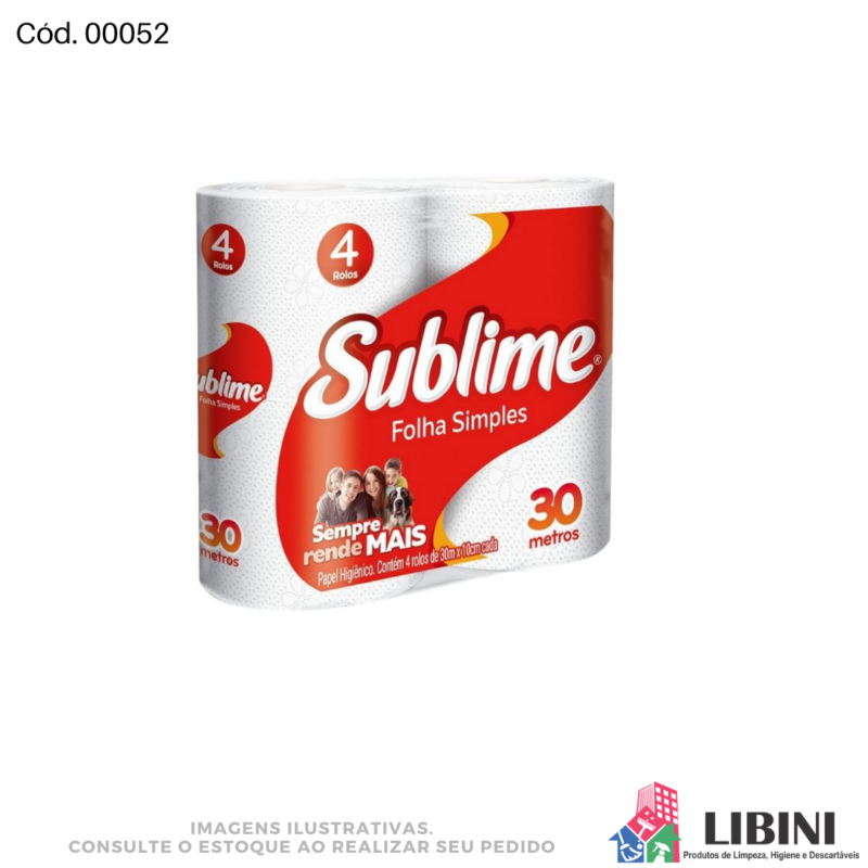 Fardo Papel Higiênico Folha Simples - Sublime 4x30metros