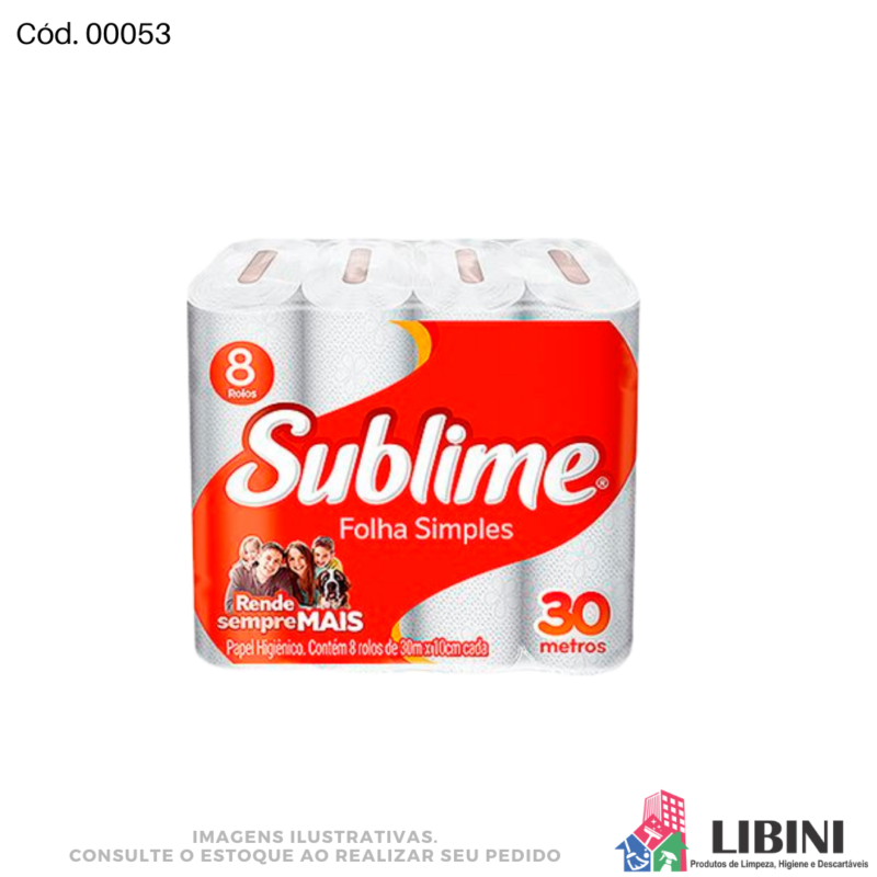 Fardo Papel Higiênico Folha Simples - Sublime 8x30metros