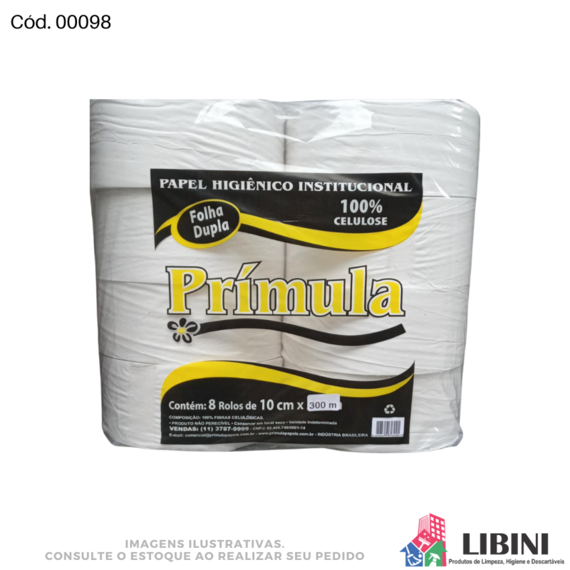 Papel Higiênico Rolão Folha Simples Folha Dupla 100% Celulose - Primula 8x200m