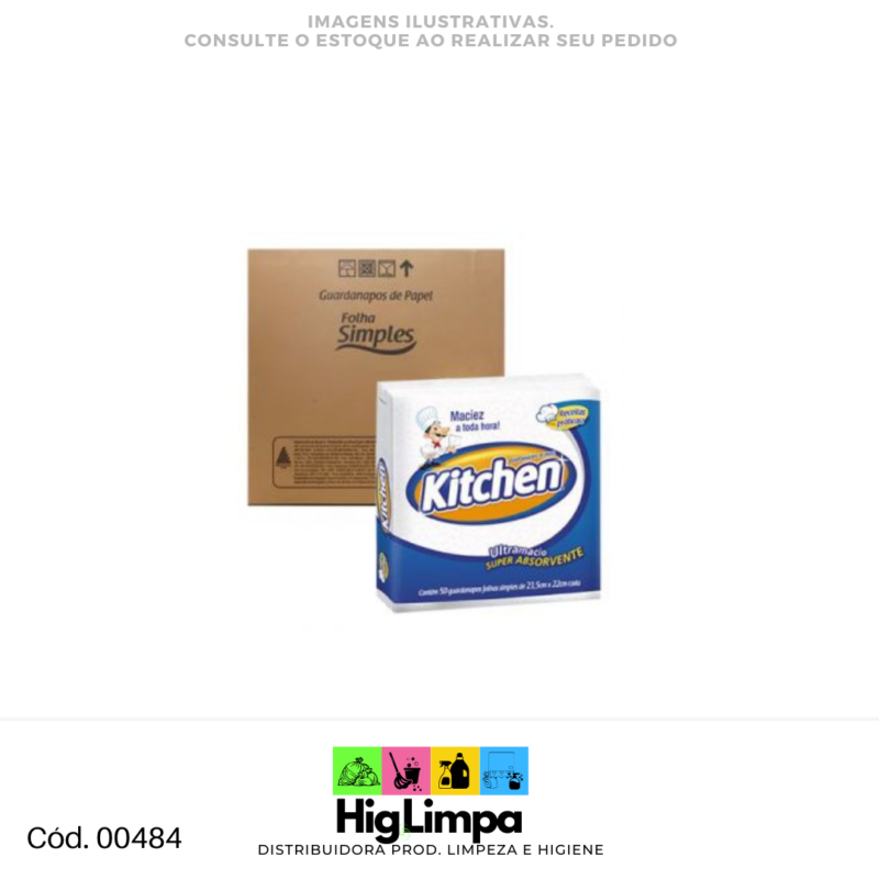 Guardanapo Folha Simples 22,7 cm x 22,8 cm 96x 50 unidades Kitchen Caixa