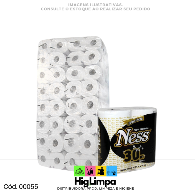 Papel Higiênico Folha Dupla - Ness 64x30metros
