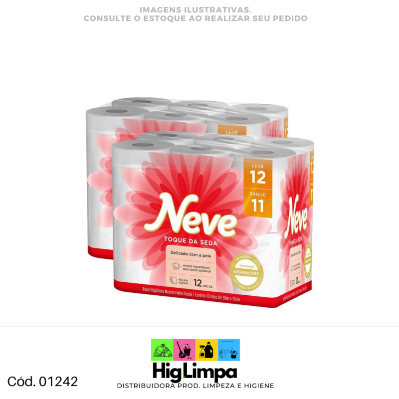 Papel Higiênico Folha Dupla - Neve 12x30metros