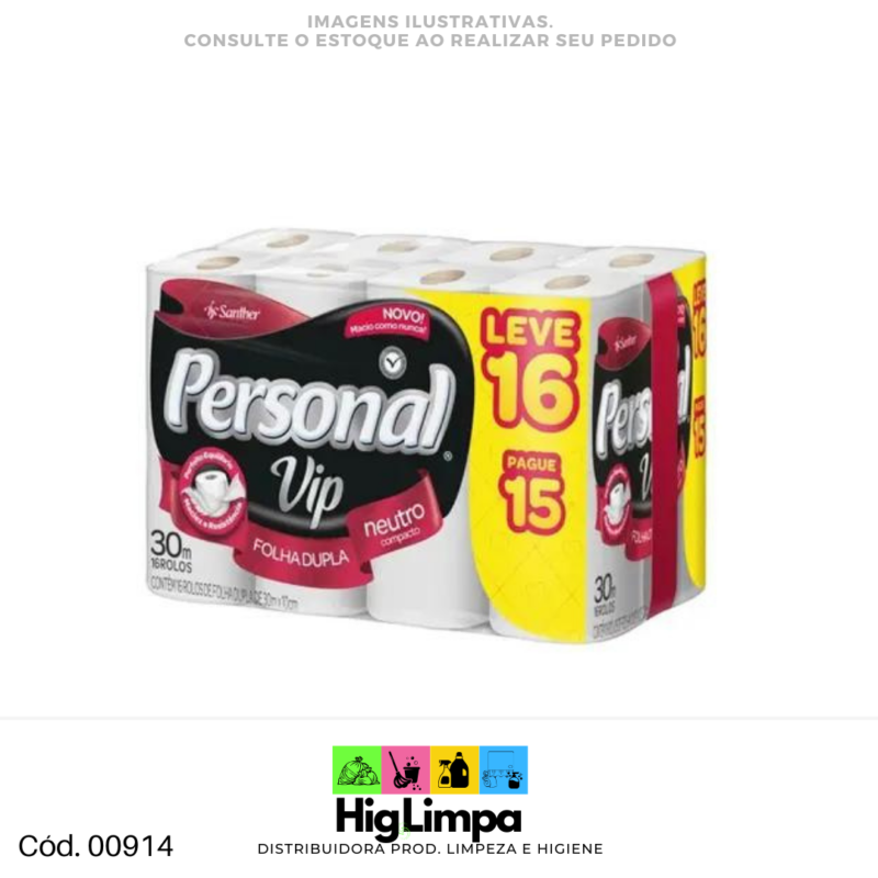 Papel Higiênico Folha Dupla - Personal 16x30metros