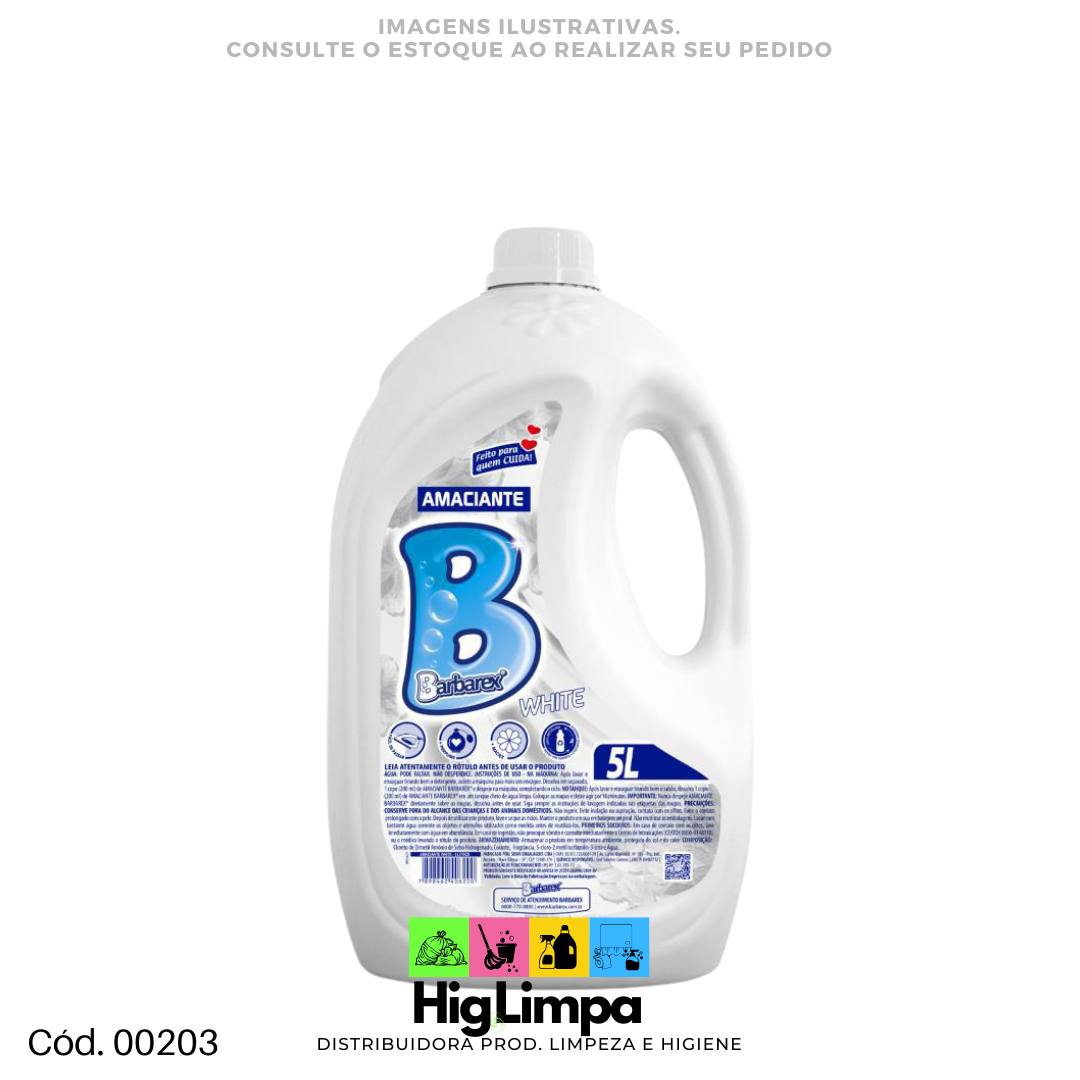 Amaciante de Roupas White - Barbarex 5L - 00203