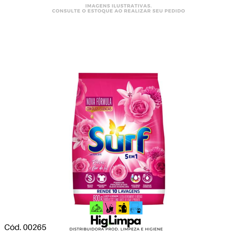 Lava Roupa Pó Rosas e Flor de Lis - Surf 800g - 00265
