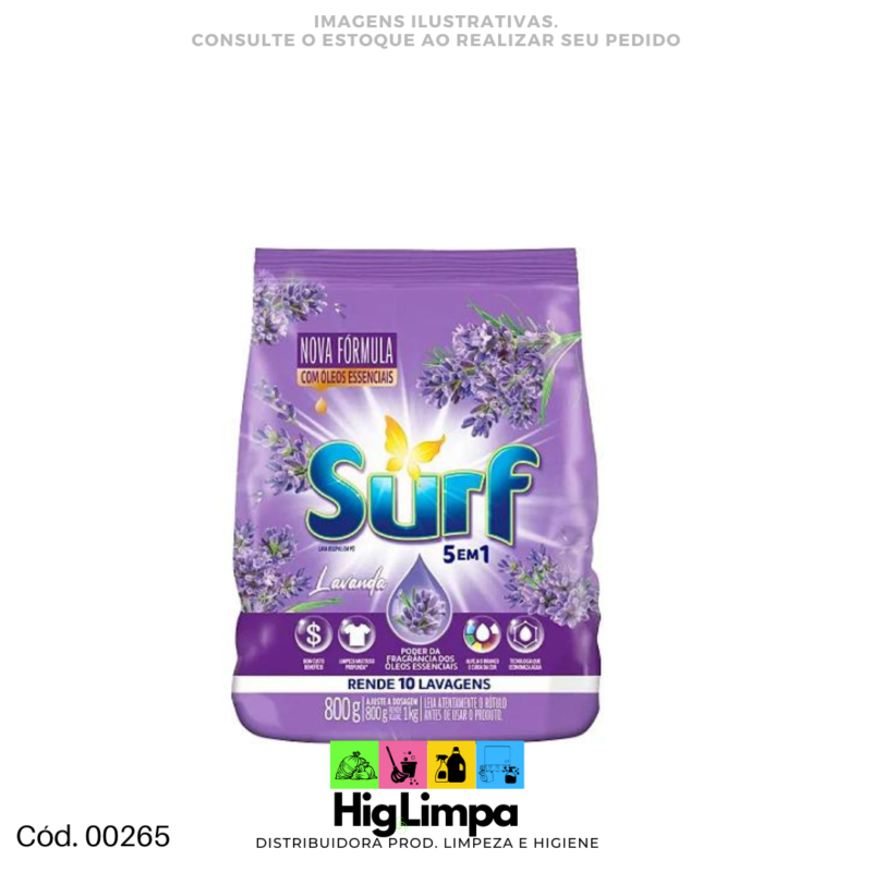Lava Roupa Pó Lavanda - Surf 800g - 002651