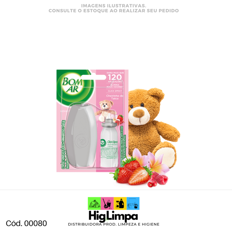 Bom Ar Click Spray Cheirinho de Talco - Aparelho + Refil - 00080