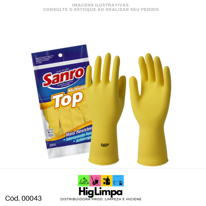 Luva Látex Amarela - Sanro Top G