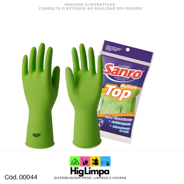 Luva Látex Verde - Sanro Top P