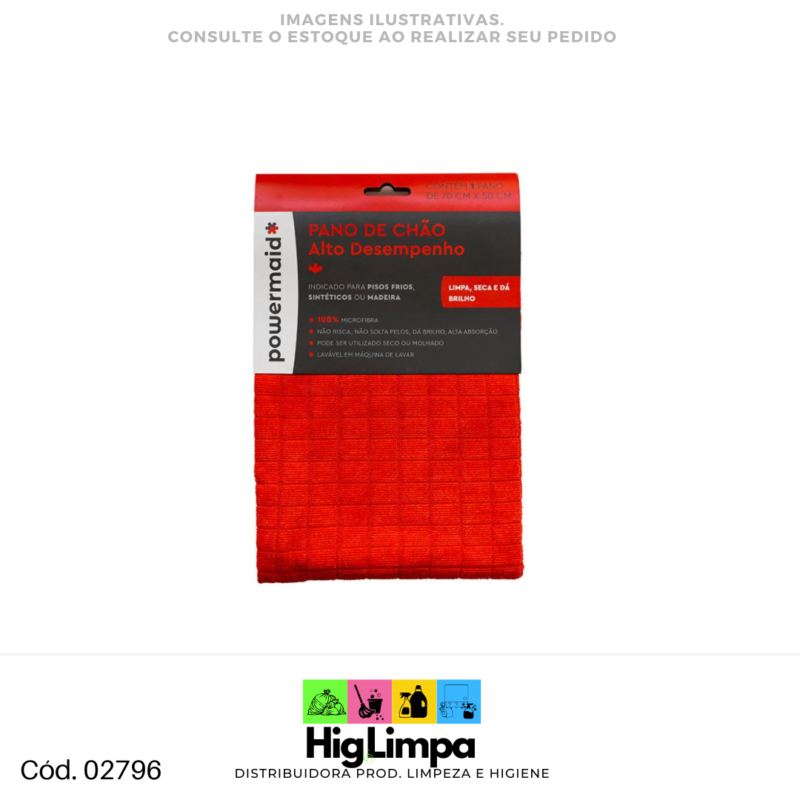 Pano de Chão Microfibra 70cmx50cm Powermaid