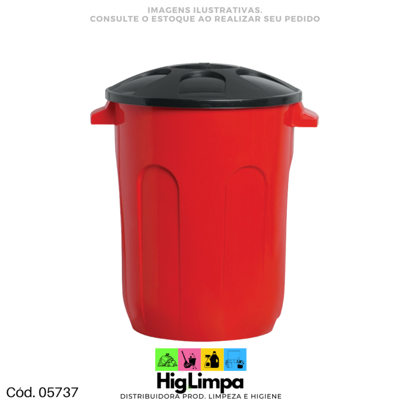 Cesto com Tampa 93L Vermelho Jaguar - 05737