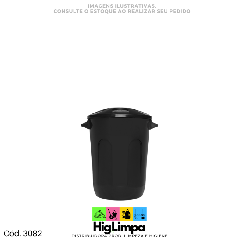 Cesto com Tampa 10L Preto Jaguar - 3082