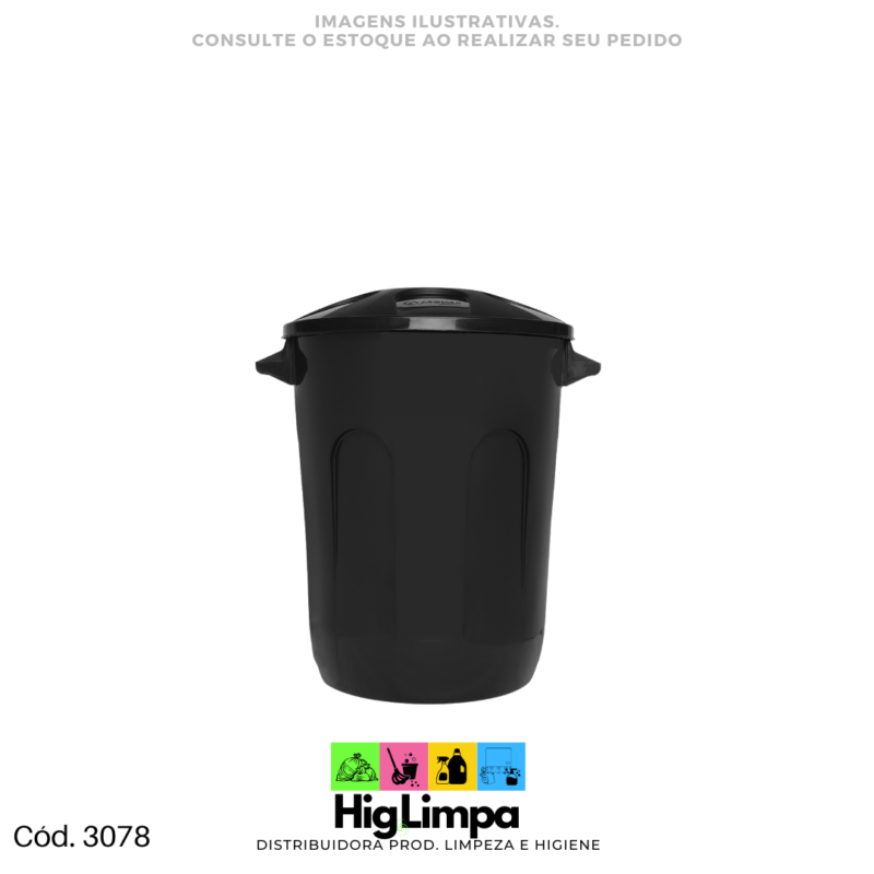 Cesto com Tampa 30L Preto Jaguar - 3078