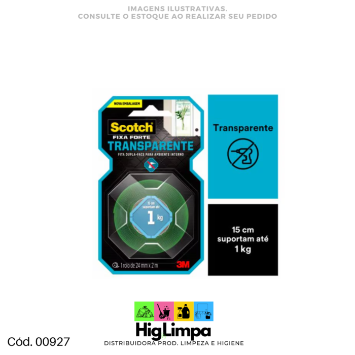 Fita Dupla-Face Transparente Scoth 3M até 1kg