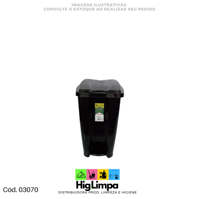 Lixeira com Pedal Preta 7L Jaguar