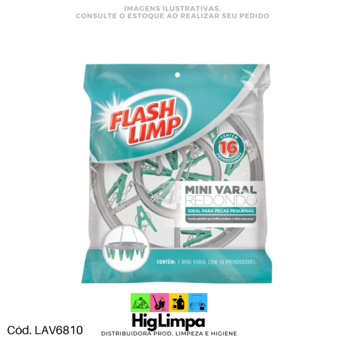 Mini Varal Redondo com 16 Prendedores Flash Limp