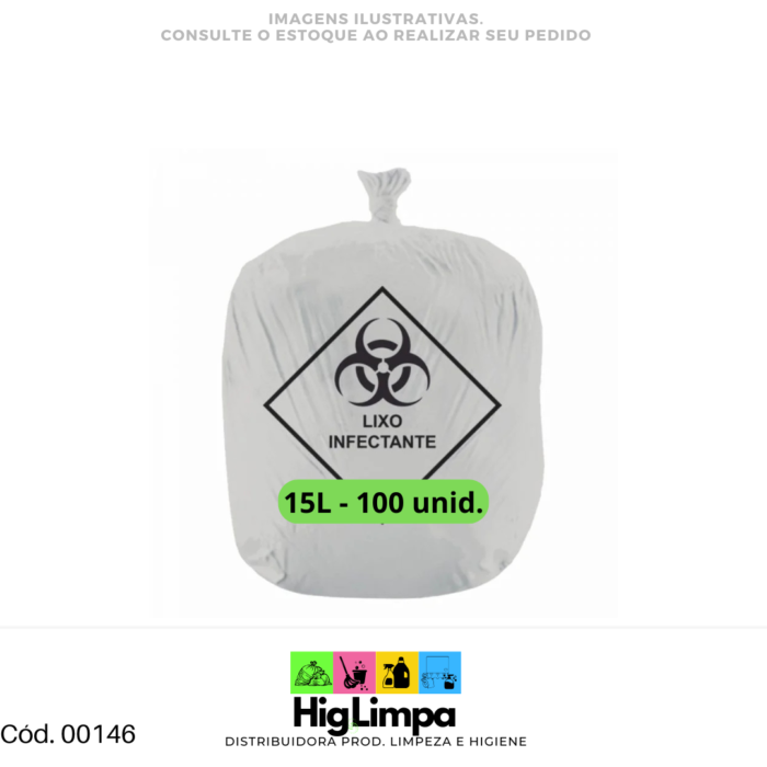 Saco de Lixo Infectante 15L - c/ 100 unid. - 00146