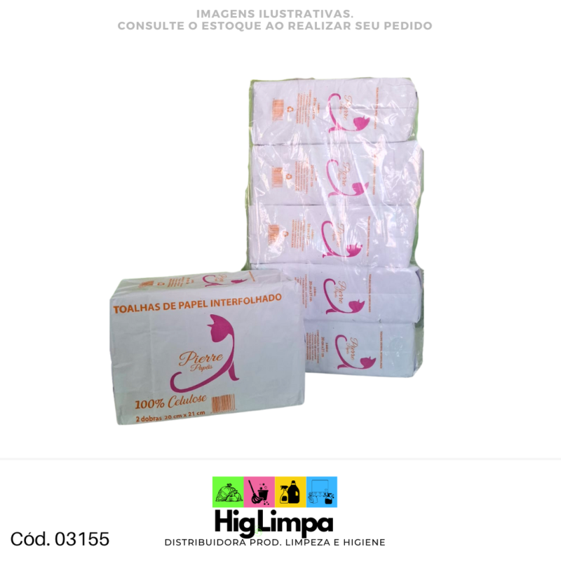 Papel Interfolhas 100% Celulose - Pierre 5x800fls - Cód 03155