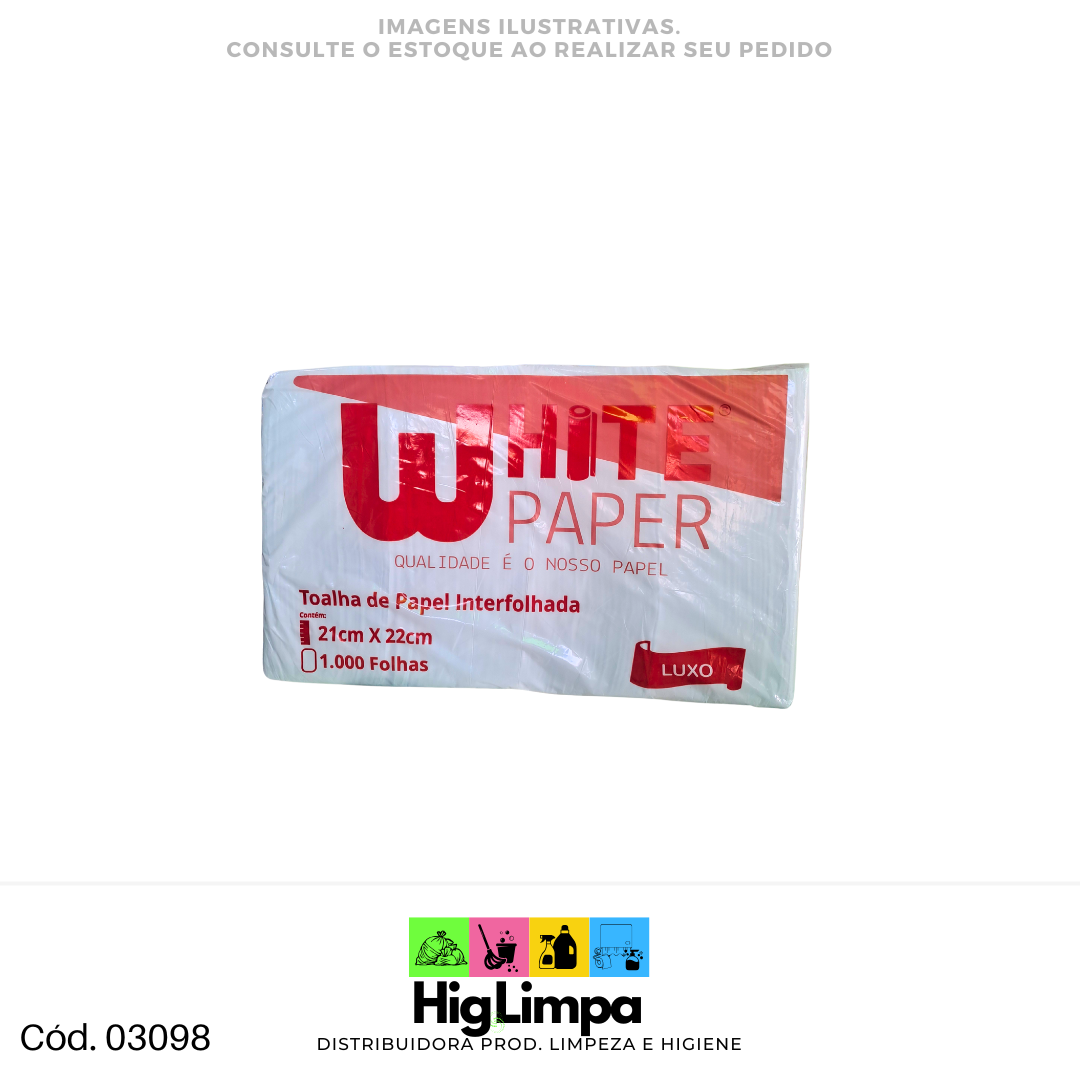 Papel Interfolhas Luxo - White Paper 1.000folhas - 3098