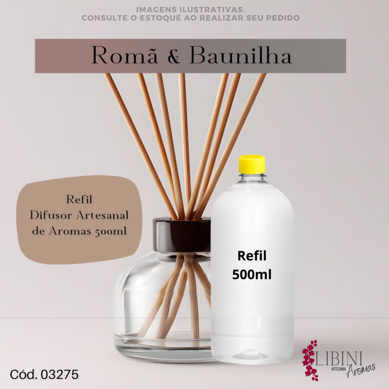 Refil Difusor Artesanal - Aroma Romã e Baunilha 500ml 03275