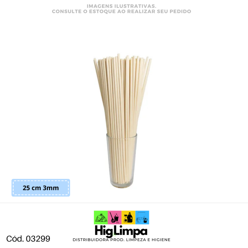 Vareta Fibra de Algodão Bege 25cm 3mm 03299