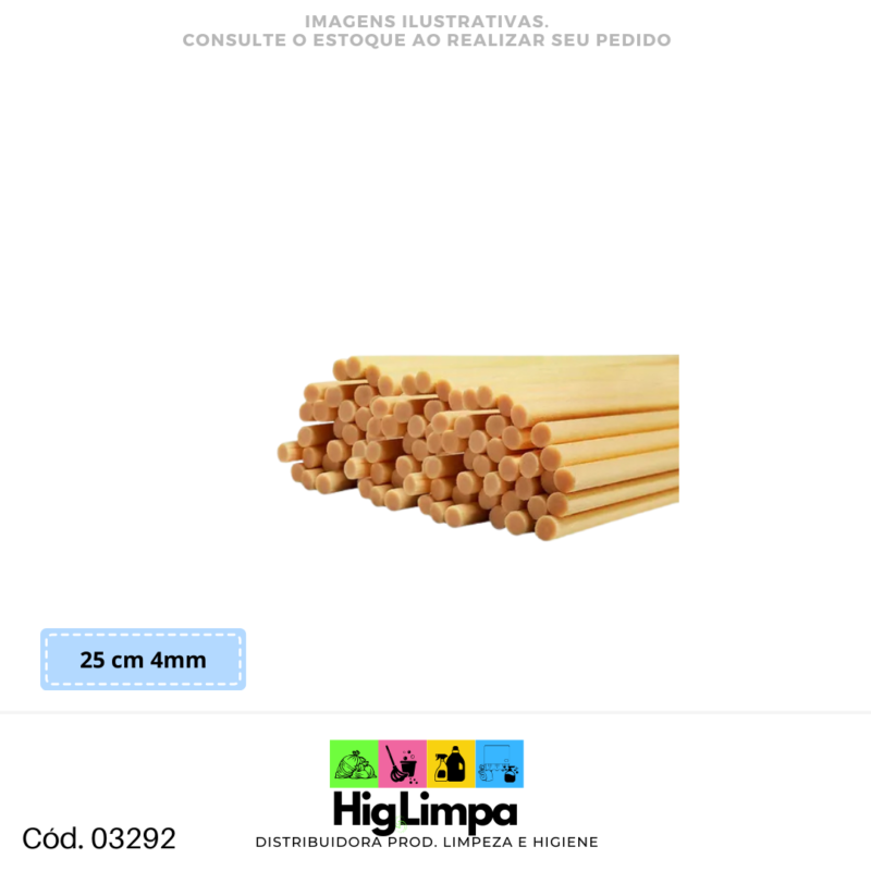 Vareta Fibra de Algodão Bege 25cm 4mm 03292