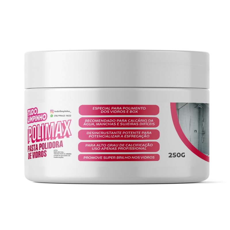 Polimax Pasta Polidora de Vidros e Inox - Tudo Limpinho 250g - 942